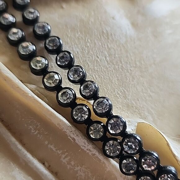 Vintage Choker Style Double Strand Rhinestone Necklace - Picture 2 of 8